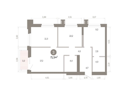 Продается 3-комнатная квартира ЖК Город на озере, 71.54  м&sup2;, 15720000 рублей
