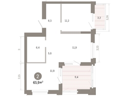 Продается 2-комнатная квартира ЖК Город на озере, 65.91  м&sup2;, 14720000 рублей