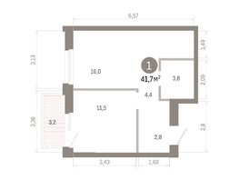 Продается 1-комнатная квартира ЖК Город на озере, 41.68  м&sup2;, 10340000 рублей