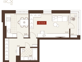 Продается 1-комнатная квартира ЖК Невский, 45.48  м&sup2;, 8090000 рублей