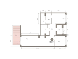 Продается 2-комнатная квартира ЖК Пшеница, 6.1, 102.86  м&sup2;, 16480000 рублей