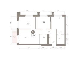 Продается 3-комнатная квартира ЖК Город на озере, 71.24  м&sup2;, 16090000 рублей