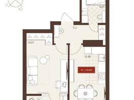 Продается 1-комнатная квартира ЖК Невский, 39.69  м&sup2;, 6800000 рублей