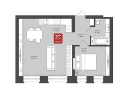 Продается 2-комнатная квартира ЖК Промышленная 7, 44.6  м&sup2;, 7937160 рублей