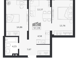 Продается 3-комнатная квартира ЖК Ясный берег, дом 20, 57.39  м&sup2;, 10388000 рублей