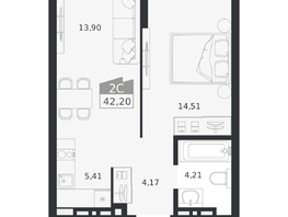 Продается 2-комнатная квартира ЖК Ясный берег, дом 20, 42.2  м&sup2;, 8198000 рублей