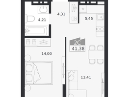 Продается 2-комнатная квартира ЖК Ясный берег, дом 20, 41.38  м&sup2;, 8145000 рублей