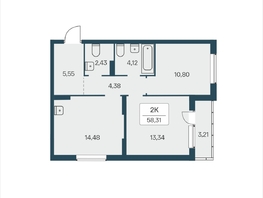 Продается 2-комнатная квартира ЖК Расцветай на Зорге, дом 4, 58.31  м&sup2;, 6350000 рублей