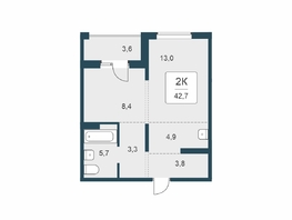 Продается 2-комнатная квартира ЖК Цветной бульвар, дом 4 сек 1, 42.7  м&sup2;, 6000000 рублей