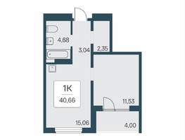 Продается 1-комнатная квартира ЖК Эко-квартал на Кедровой, дом 7, 40.66  м&sup2;, 4990000 рублей
