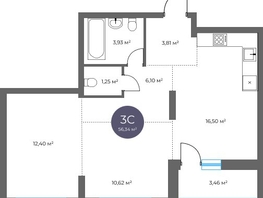 Продается 3-комнатная квартира  Квартал на Российской, дом 3, 56.34  м&sup2;, 11750000 рублей