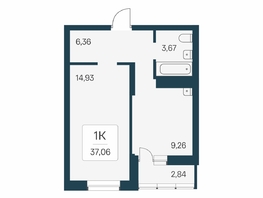 Продается 1-комнатная квартира ЖК Расцветай на Бугринской роще, 37.06  м&sup2;, 5850000 рублей