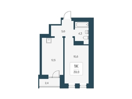 Продается 1-комнатная квартира ЖК Расцветай на Кропоткина, дом 1, 39.8  м&sup2;, 8400000 рублей