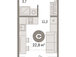 Продается Студия ЖК Пшеница, дом 2.1, 22.48  м&sup2;, 3970000 рублей