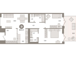 Продается 2-комнатная квартира ЖК Пшеница, дом 2.1, 99.43  м&sup2;, 15860000 рублей