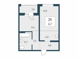 Продается 2-комнатная квартира ЖК Цветной бульвар, дом 4 сек 1, 42.7  м&sup2;, 6820000 рублей