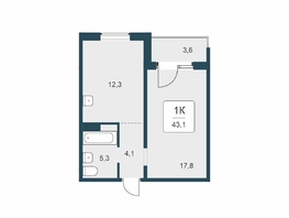 Продается 1-комнатная квартира ЖК Цветной бульвар, дом 4 сек 1, 43.1  м&sup2;, 5450000 рублей