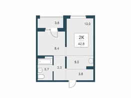 Продается 2-комнатная квартира ЖК Цветной бульвар, дом 4 сек 1, 42.8  м&sup2;, 5500000 рублей