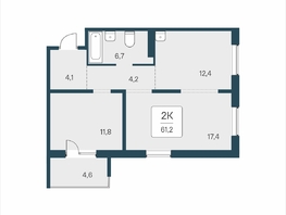 Продается 2-комнатная квартира ЖК Цветной бульвар, дом 4 сек 2, 61.2  м&sup2;, 7600000 рублей