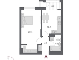 Продается 1-комнатная квартира ЖК ОСКАР, дом 2, 42.8  м&sup2;, 9390000 рублей