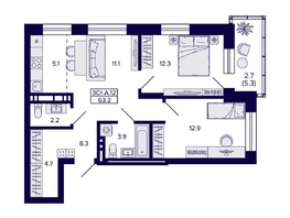 Продается 3-комнатная квартира ЖК Сподвижники, дом 1, 63.2  м&sup2;, 8350000 рублей