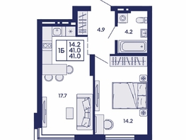 Продается 1-комнатная квартира ЖК Сила леса, корп 1, 41  м&sup2;, 6500000 рублей