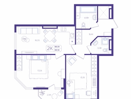 Продается 2-комнатная квартира ЖК Астон. Шесть звёзд, 2, 69.56  м&sup2;, 9620000 рублей