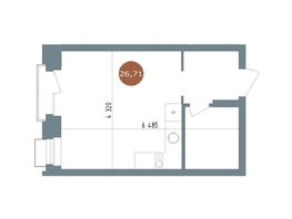 Продается Студия  1956 Кварталы Телецентра, 2, 26.7  м&sup2;, 5990000 рублей