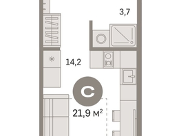Продается Студия ЖК Пшеница, дом 2.1, 21.5  м&sup2;, 4210000 рублей