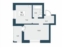 Продается 1-комнатная квартира ЖК Расцветай на Учительской, 40.3  м&sup2;, 7000000 рублей