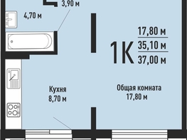 Продается 1-комнатная квартира ЖК На Невельского, 37  м&sup2;, 4190000 рублей