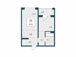 Продается 2-комнатная квартира ЖК Цветной бульвар, дом 4 сек 1, 42.6  м&sup2;, 5950000 рублей