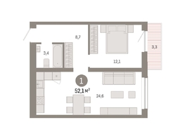 Продается 1-комнатная квартира ЖК Европейский берег, дом 49, 52.05  м&sup2;, 9930000 рублей