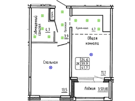 Продается 2-комнатная квартира ЖК Самоцветы, Бирюза дом 3, 41.7  м&sup2;, 5850000 рублей