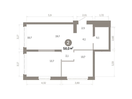 Продается 2-комнатная квартира  Квартал Молодость, дом 1, 57.95  м&sup2;, 9260000 рублей