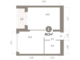 Продается 1-комнатная квартира  Квартал Молодость, дом 1, 36.21  м&sup2;, 6600000 рублей
