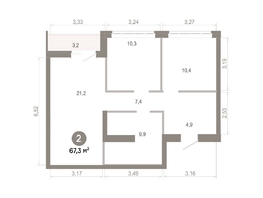 Продается 2-комнатная квартира  Квартал Молодость, дом 1, 67.3  м&sup2;, 10450000 рублей