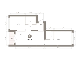 Продается 2-комнатная квартира  Квартал Молодость, дом 1, 64.38  м&sup2;, 10630000 рублей