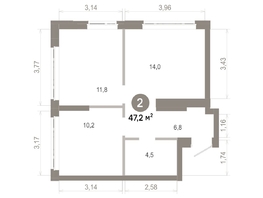 Продается 2-комнатная квартира  Квартал Молодость, дом 1, 47.24  м&sup2;, 7730000 рублей