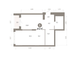 Продается 1-комнатная квартира  Квартал Молодость, дом 1, 57.17  м&sup2;, 10100000 рублей