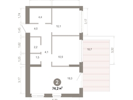 Продается 2-комнатная квартира  Квартал Молодость, дом 1, 74.17  м&sup2;, 12120000 рублей