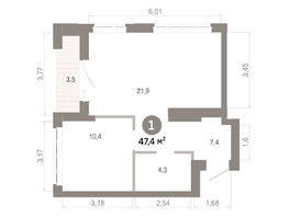 Продается 1-комнатная квартира  Квартал Молодость, дом 1, 47.41  м&sup2;, 8390000 рублей