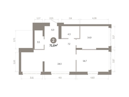 Продается 2-комнатная квартира  Квартал Молодость, дом 1, 71.76  м&sup2;, 11900000 рублей