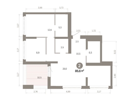 Продается 2-комнатная квартира  Квартал Молодость, дом 1, 85.59  м&sup2;, 14250000 рублей