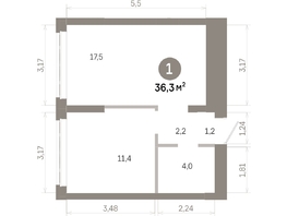 Продается 1-комнатная квартира  Квартал Молодость, дом 1, 36.29  м&sup2;, 7080000 рублей