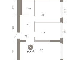 Продается 2-комнатная квартира  Квартал Молодость, дом 1, 64.41  м&sup2;, 9750000 рублей