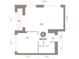 Продается 1-комнатная квартира  Квартал Молодость, дом 1, 44.06  м&sup2;, 7870000 рублей