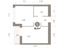 Продается 1-комнатная квартира  Квартал Молодость, дом 1, 36.87  м&sup2;, 7320000 рублей