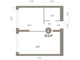 Продается 1-комнатная квартира  Квартал Молодость, дом 1, 37.33  м&sup2;, 6970000 рублей