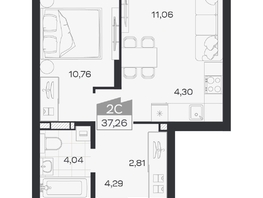 Продается 2-комнатная квартира ЖК Квартал 54, дом 1, 37.26  м&sup2;, 6737000 рублей